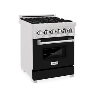 ZLINE 24" Professional Dual Fuel Range in Black Matte, RAS-BLM-24