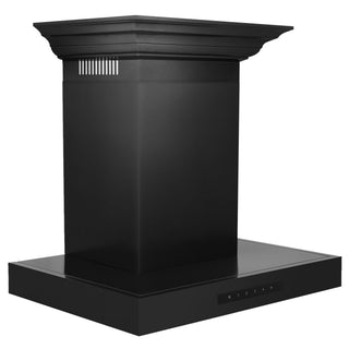 ZLINE 24" Wall Range Hood, Black Stainless, with Crown, BSKENCRN-24