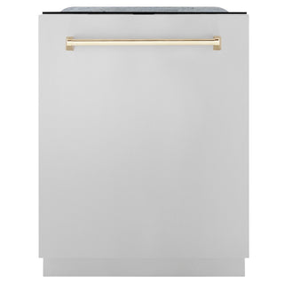 ZLINE 24"Autograph Dishwasher, Stainless, Accent Handle, DWMTZ-304-24-G