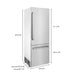ZLINE 30" 16.1 cu. ft. Panel Ready Built - In 2 - Door Bottom Freezer Refrigerator with Internal Water and Ice Dispenser RBIV - 30 - Farmhouse Kitchen and Bath