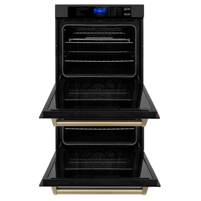 ZLINE 30" Autograph Double Wall Oven with Self Clean and True Convection in Black Stainless Steel Champagne Bronze AWDZ - 30 - BS - CB - Farmhouse Kitchen and Bath