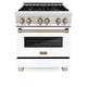 ZLINE 30" Autograph Dual Fuel Range, White Door, Bronze, RAZ-WM-30-CB