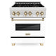ZLINE 30" Autograph, Dual Fuel Range, White Door, Gold, RASZ-WM-30-G