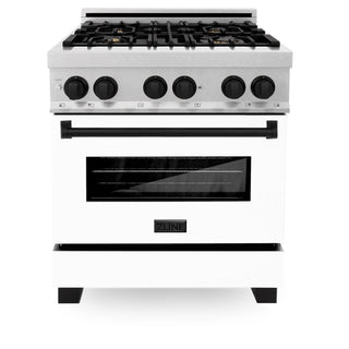 ZLINE 30" Autograph, Dual Fuel Range, White Door, RASZ-WM-30-MB