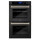 ZLINE 30" Autograph Edition Double Wall Oven with Self Clean and True Convection in Black Stainless Steel Gold Accent AWDZ-30-BS-G