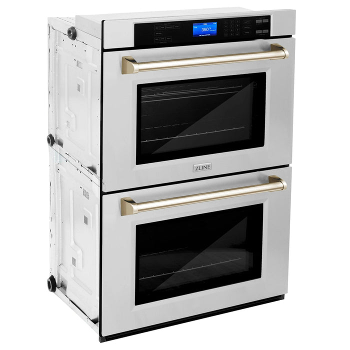 ZLINE 30" Autograph Edition Double Wall Oven with Self Clean and True Convection in Stainless Steel AWDZ - 30 - G - Farmhouse Kitchen and Bath