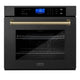ZLINE 30" Autograph Single Wall Oven with Self Clean and True Convection in Black Stainless Steel Champagne Bronze AWSZ-30-BS-CB