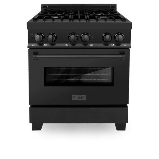 ZLINE 30" Black Stainless, Gas/Electric Oven, Brass Burners, RAB - BR - 30 - Farmhouse Kitchen and Bath