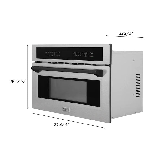 ZLINE 30” Convection Microwave, Stainless Steel, Black MWOZ - 30 - SS - MB - Farmhouse Kitchen and Bath