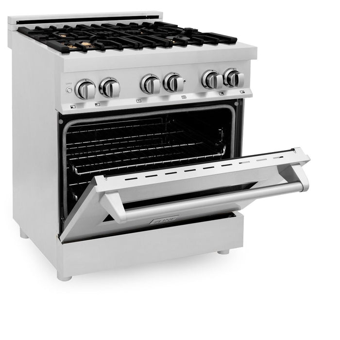 ZLINE 30" Dual Fuel Oven Range, Stainless Steel, Brass Burners, RA - BR - 30 - Farmhouse Kitchen and Bath
