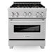 ZLINE 30" Dual Fuel Range, DuraSnow, Stainless, Brass Burners, RAS-SN-BR-30