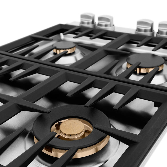 ZLINE 30" Gas Cooktop with 4 Gas Brass Burners RC - BR - 30 - Farmhouse Kitchen and Bath