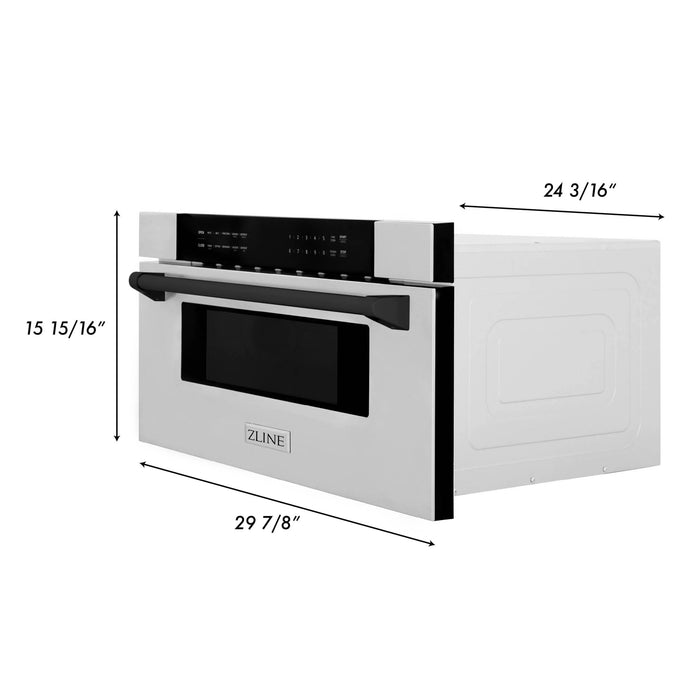 ZLINE 30" Microwave Drawer, Stainless Steel, Black MWDZ - 30 - MB - Farmhouse Kitchen and Bath