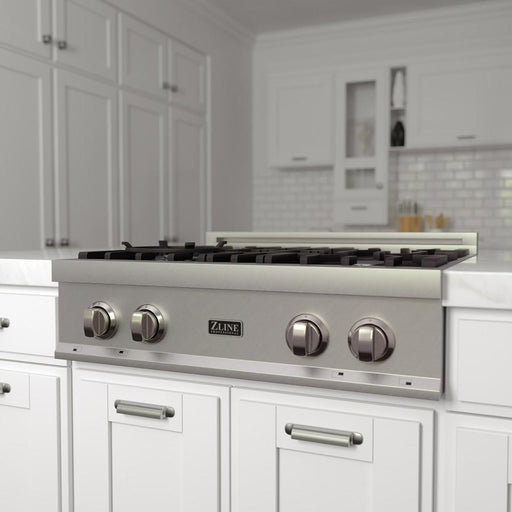 ZLINE 30" Porcelain Rangetop, DuraSnow, Stainless Steel, RTS - 30 - Farmhouse Kitchen and Bath