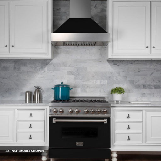 ZLINE 30" Professional Dual Fuel Range, Snow Stainless, Black Matte Door, RAS - BLM - 30 - Farmhouse Kitchen and Bath