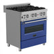 ZLINE 30" Professional Dual Fuel Range, Snow Stainless, Blue Matte Door, RAS-BM-30