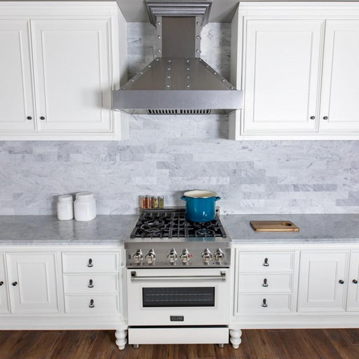 ZLINE 30" Professional Dual Fuel Range, White Matte Door, RA - WM - 30 - Farmhouse Kitchen and Bath