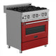 ZLINE 30"Professional Dual Fuel Range, Snow Stainless, Red Matte Door, RAS-RM-30