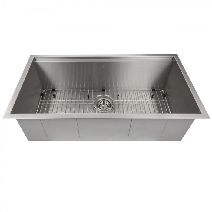 ZLINE 33" Undermount Single Bowl Ledge Sink, Stainless with Accessories, SLS - 33 - Farmhouse Kitchen and Bath