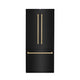 ZLINE 36" Autograph 19.6 cu. ft. 3-Door French Door Fridge Water/Ice Dispenser Black Stainless Steel Champagne Bronze Accents RBIVZ-BS-36-CB
