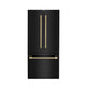 ZLINE 36" Autograph 19.6 cu. ft. 3-Door French Door Fridge Water/Ice Dispenser Black Stainless Steel Gold Accents RBIVZ-BS-36-G