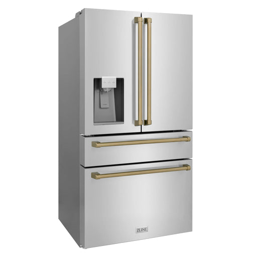 ZLINE 36" Autograph 21.6 cu. ft French Door Refrigerator with Ice Maker in Fingerprint Resistant Stainless Steel RFMZ - W - 36 - CB - Farmhouse Kitchen and Bath