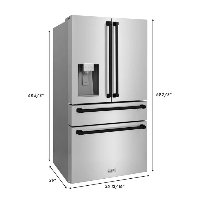 ZLINE 36" Autograph 21.6 cu. ft French Door Refrigerator with Ice Maker in Fingerprint Resistant Stainless Steel RFMZ - W - 36 - MB - Farmhouse Kitchen and Bath