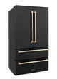 ZLINE 36" Autograph 22.5 cu. Ft French Door Refrigerator with Ice Maker Black Stainless Steel with Gold Accents RFMZ-36-BS-G