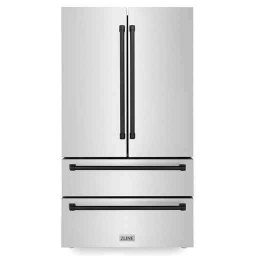 ZLINE 36" Autograph 22.5 cu. ft French Door Refrigerator with Ice Maker in Fingerprint Resistant Stainless Steel RFMZ - 36 - MB - Farmhouse Kitchen and Bath