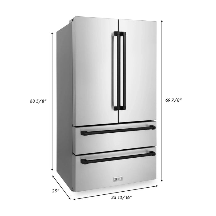 ZLINE 36" Autograph 22.5 cu. ft French Door Refrigerator with Ice Maker in Fingerprint Resistant Stainless Steel RFMZ - 36 - MB - Farmhouse Kitchen and Bath