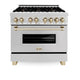 ZLINE 36" Autograph Dual Fuel Range, DuraSnow,Champagne, RASZ-SN-36-CB