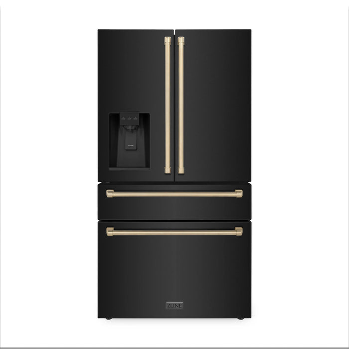 ZLINE 36" Autograph French Door Refrigerator with Water and Ice Dispenser in Black Stainless Steel RFMZ - W - 36 - BS - CB - Farmhouse Kitchen and Bath
