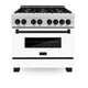 ZLINE 36" Autograph, Range, Dual Fuel, White door, RASZ-WM-36-MB