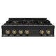 ZLINE 36" Autograph Rangetop, Black Stainless, Gold Accents, RTBZ-36-CB