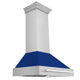 ZLINE 36" Autograph Stainless Blue Gloss Wall Range Hood, 8654STX-BG-36