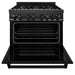 ZLINE 36" Black Stainless, Gas Burner/Electric Oven, Brass Burners, RAB - BR - 36 - Farmhouse Kitchen and Bath