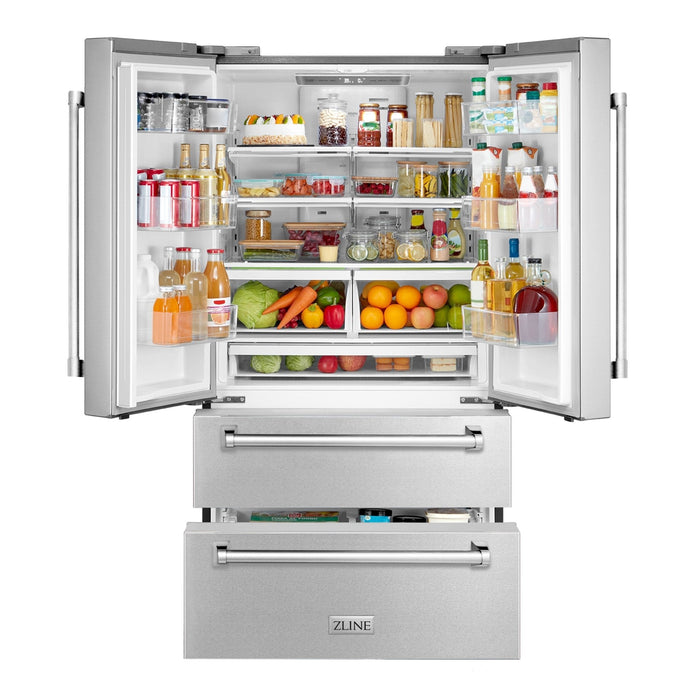 ZLINE 36" French Door Refrigerator with Ice Maker, Stainless Steel, RFM - 36 - Farmhouse Kitchen and Bath