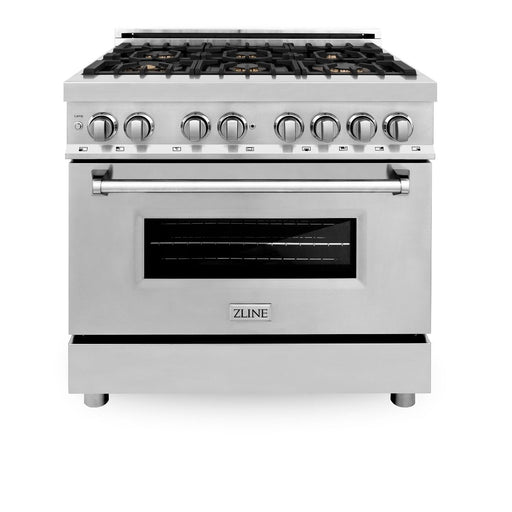 ZLINE 36" Gas Burner/Electric Oven Range, Brass Burners, RA - BR - 36 - Farmhouse Kitchen and Bath