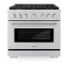 ZLINE 36 In. Gas Range, Stainless Steel w/ Brass Burners, SGR - BR - 36 - Farmhouse Kitchen and Bath