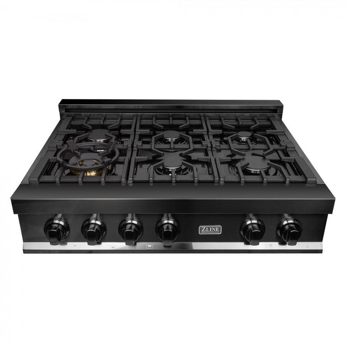 ZLINE 36" Porcelain Rangetop in Black Stainless with 6 Gas Burners, RTB - 36 - Farmhouse Kitchen and Bath