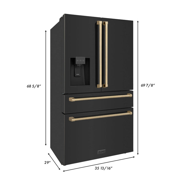 ZLINE 36" Refrigerator, Water, Ice Dispenser, Fingerprint Resistant, RFMZ - W - 36 - BS - CB - Farmhouse Kitchen and Bath