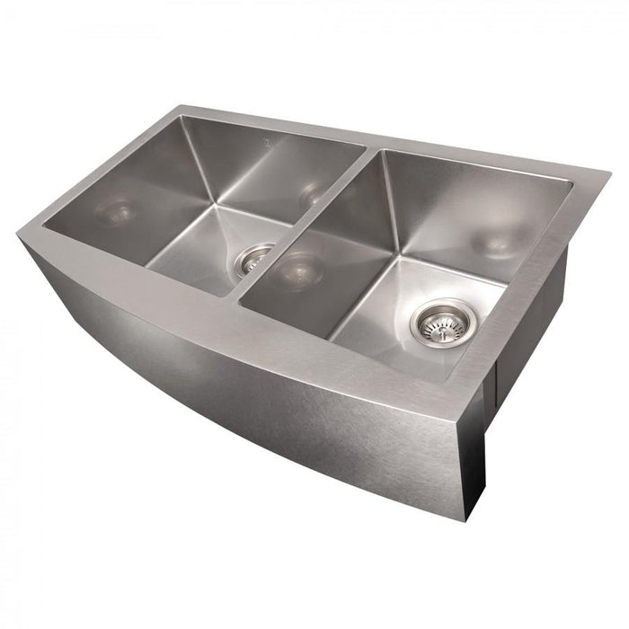 ZLINE 36" Undermount Double Bowl Sink DuraSnow Stainless Steel, SA60D - 36S - Farmhouse Kitchen and Bath