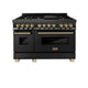 ZLINE 48" Autograph Dual Fuel Range, Black Stainless, Bronze RABZ-48-CB