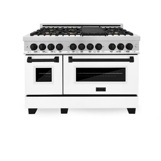 ZLINE 48" Autograph Edition, Dual Fuel Range, White Door, RAZ-WM-48-MB