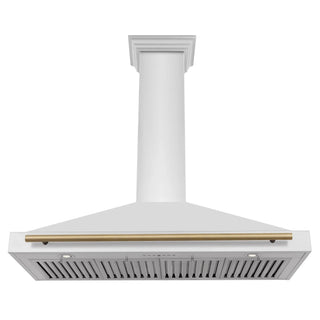 ZLINE 48" Autograph Edition Stainless Steel Range Hood with Stainless Steel Shell and Champagne Bronze Accents KB4STZ-48-CB