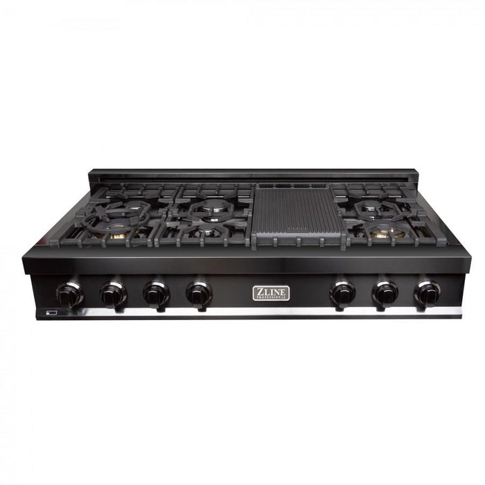 ZLINE 48" Ceramic Rangetop in Black Stainless with 7 Gas Burners, RTB - 48 - Farmhouse Kitchen and Bath