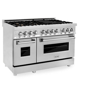 ZLINE 48" Gas Burner/Electric Oven Range Stainless, Brass Burners, RA-BR-48