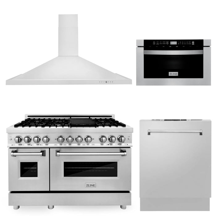 ZLINE 48 " Package Range, Range Hood, Microwave, Dishwasher, 4KP - RARH48 - MWDW - Farmhouse Kitchen and Bath