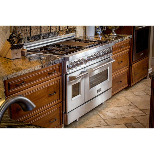 ZLINE 48" Stainless Steel 6.0 cu.ft. 7 Gas Burner/Electric Oven Range with Griddle RA48 - Farmhouse Kitchen and Bath