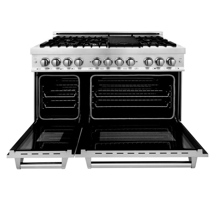 ZLINE 48" Stainless Steel 6.0 cu.ft. 7 Gas Burner/Electric Oven Range with Griddle RA48 - Farmhouse Kitchen and Bath